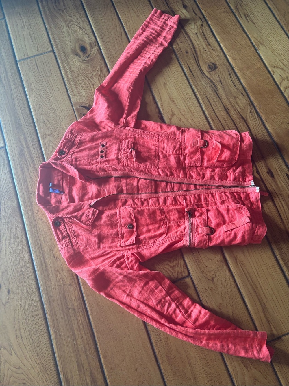Red Utility Jacket - Lightweight Casual Coat